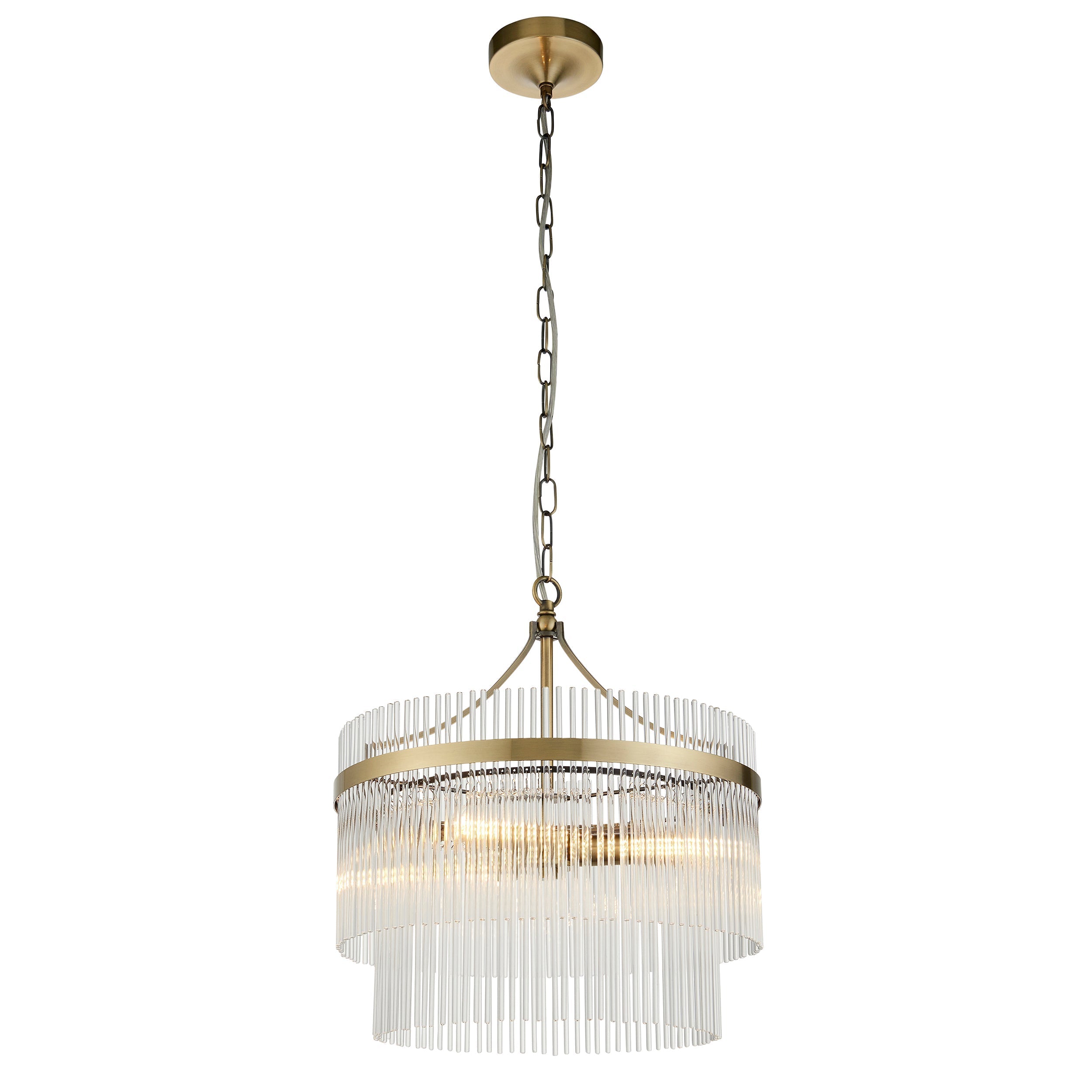 Freyza - Endon Marietta 3lt Chandelier Antique Brass & Glass