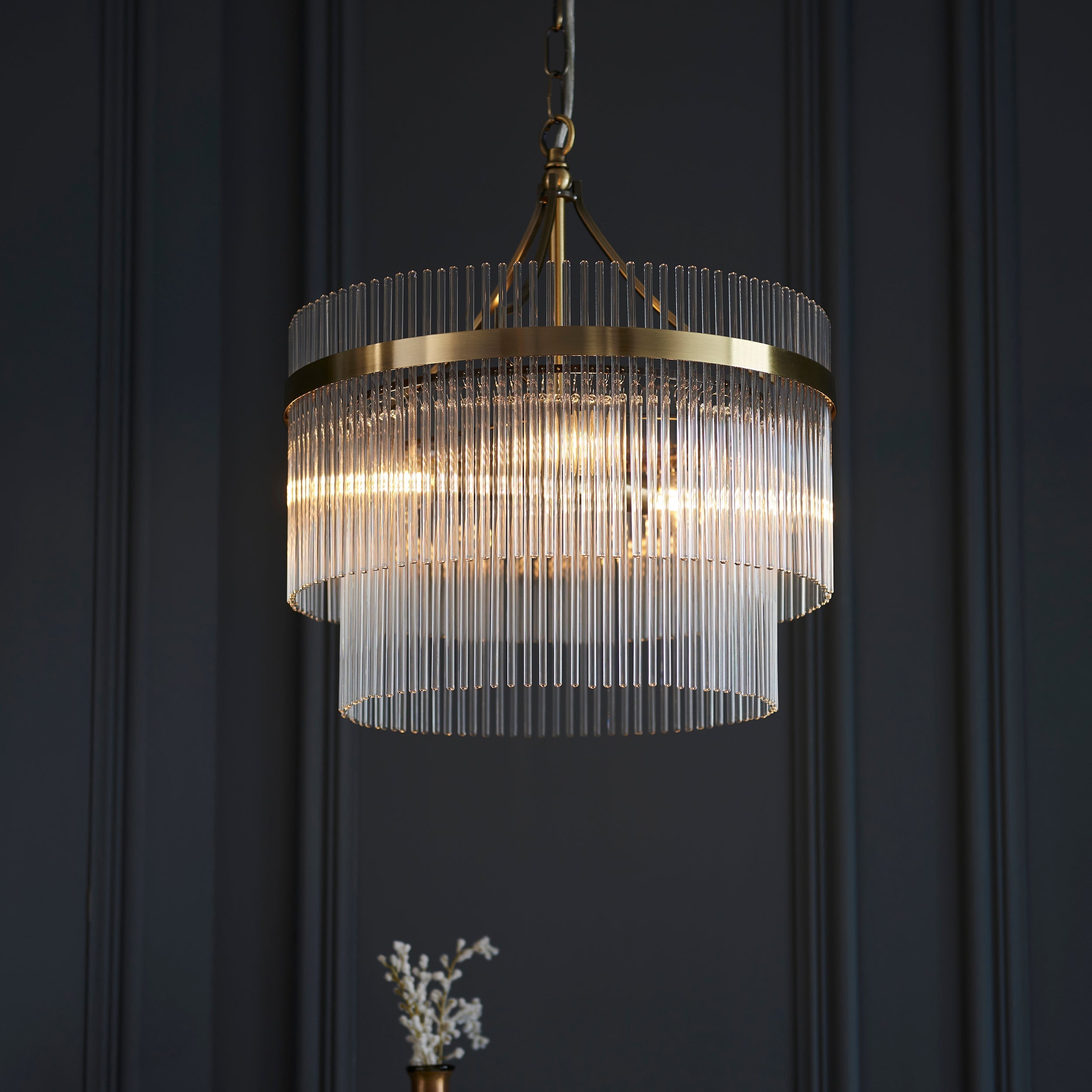 Freyza - Endon Marietta 3lt Chandelier Antique Brass & Glass