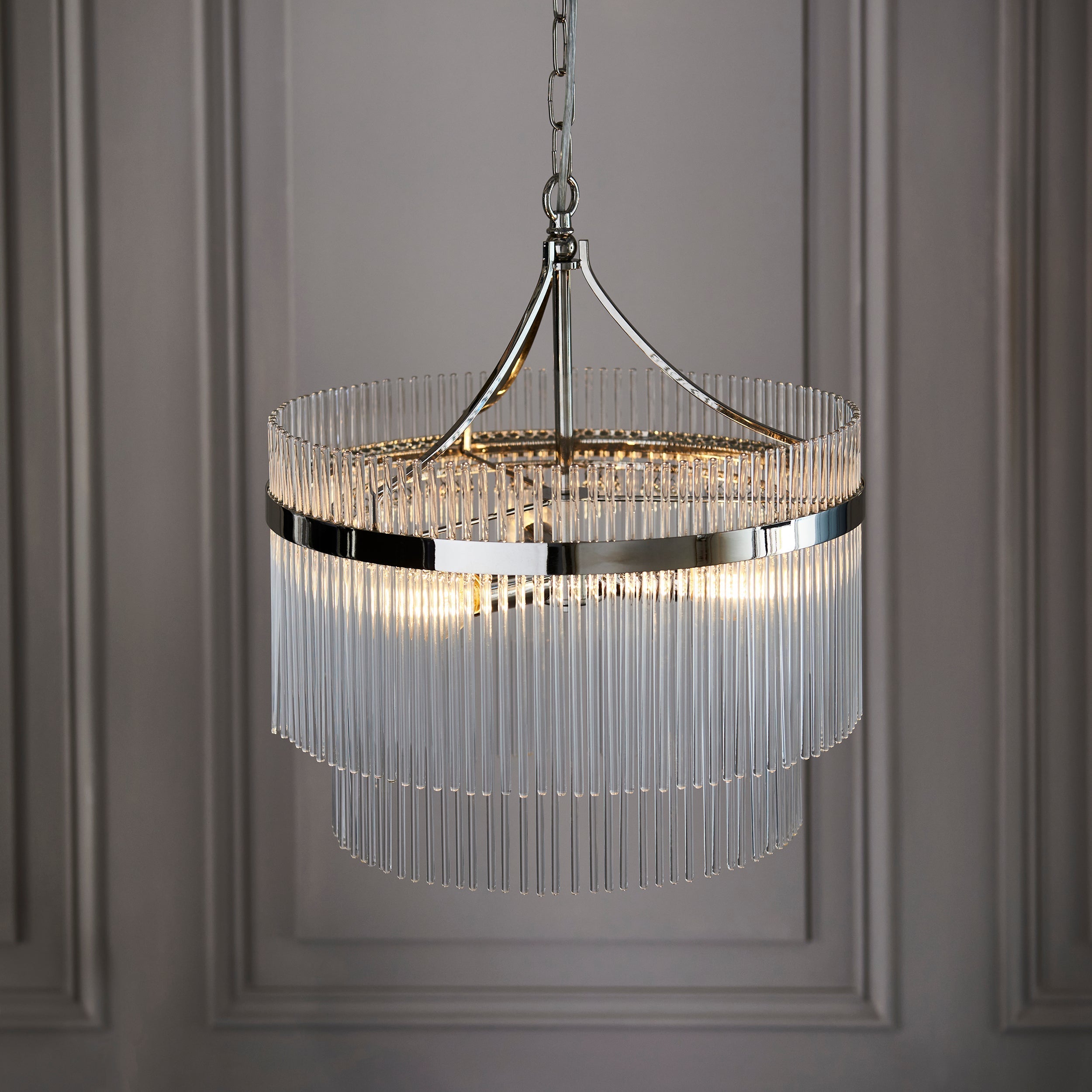 Lustre Freyza Endon Marietta à 3 lumières, nickel brillant