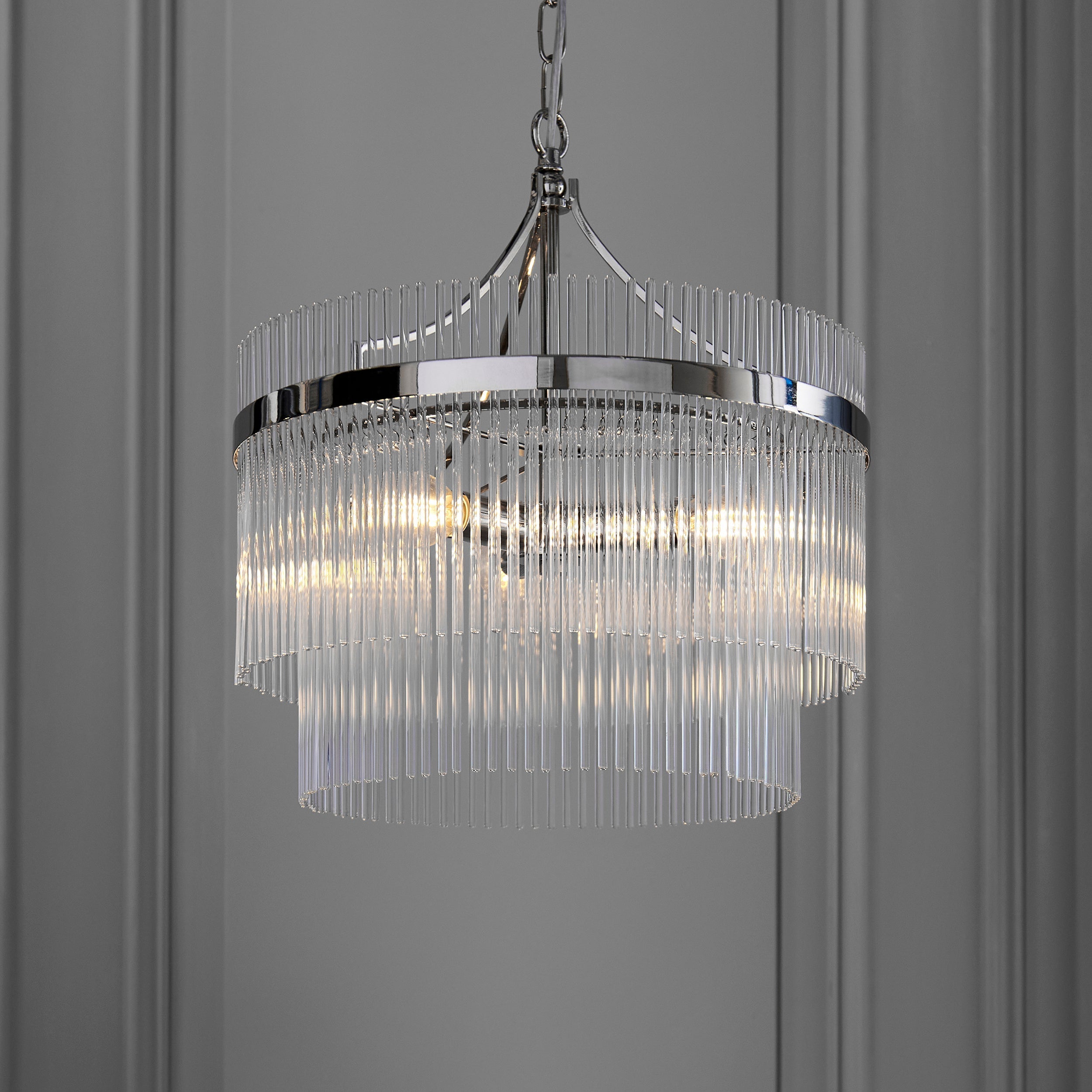 Lustre Freyza Endon Marietta à 3 lumières, nickel brillant