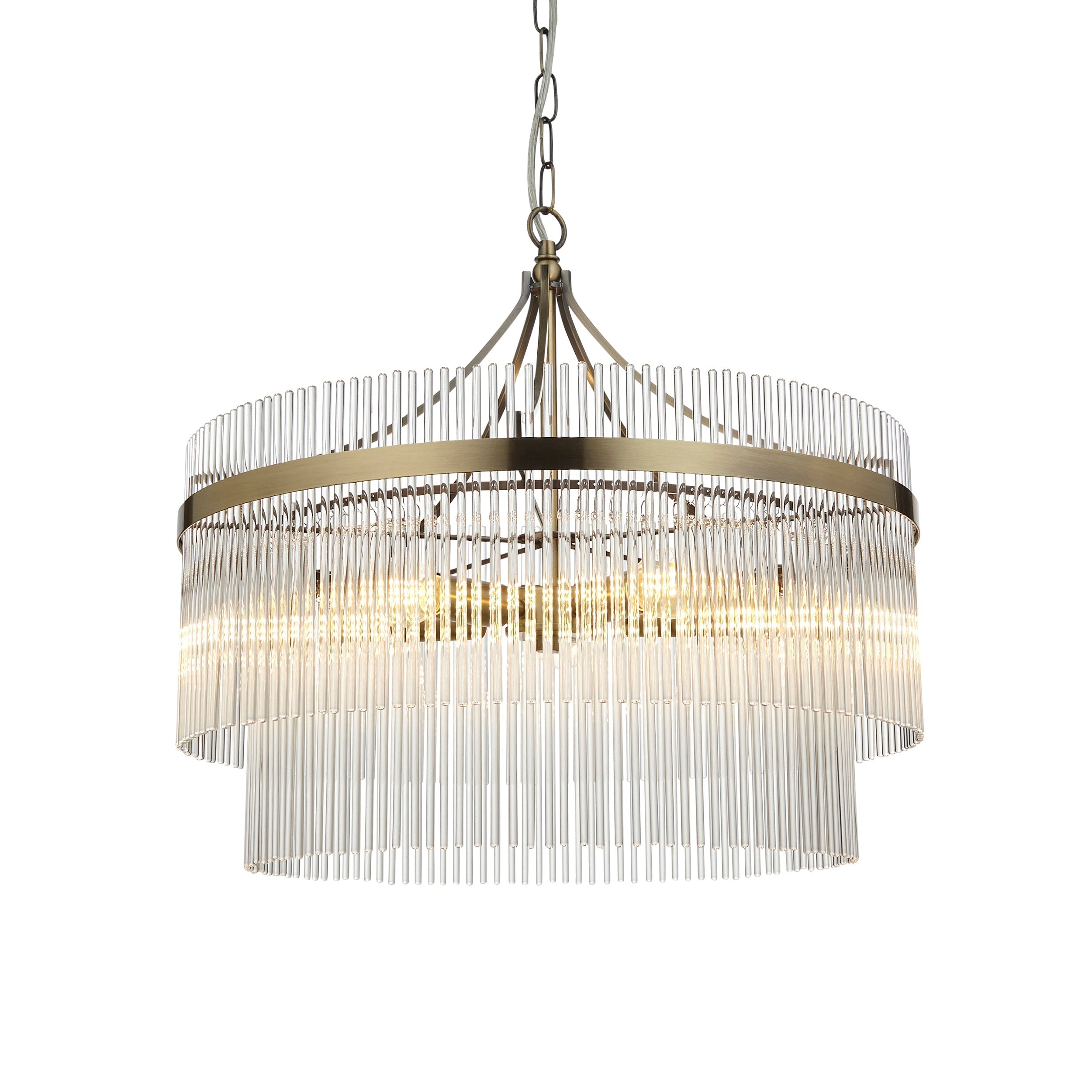 Freyza – Lustre Endon Marietta 5 lumières en laiton antique et verre