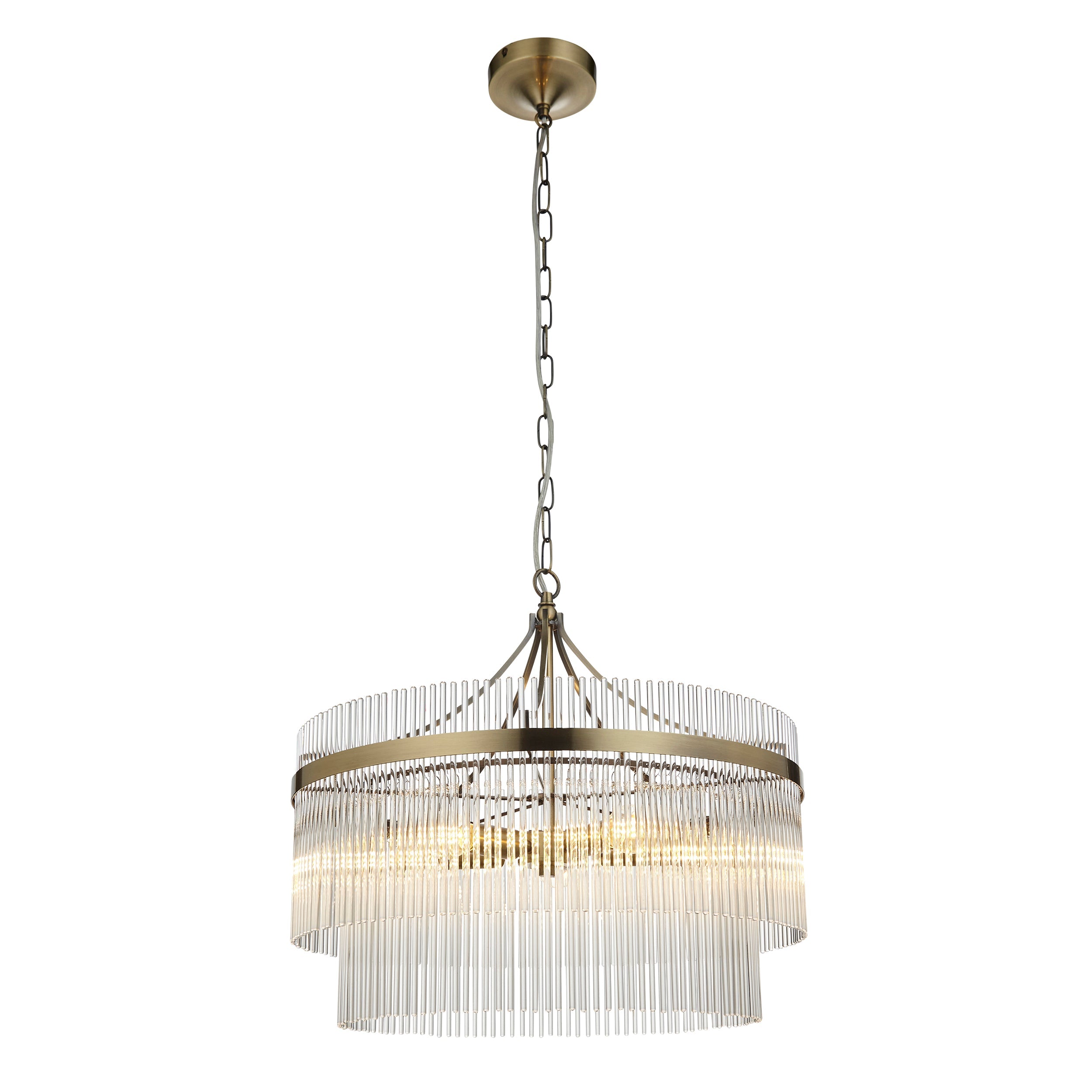 Freyza – Lustre Endon Marietta 5 lumières en laiton antique et verre