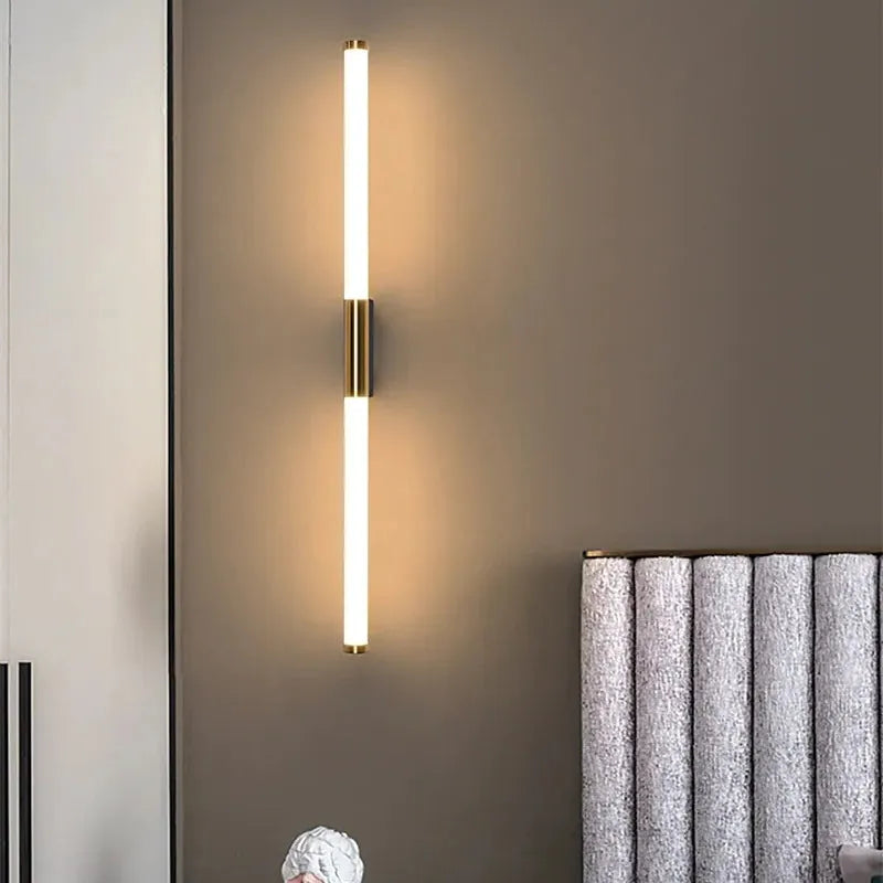Freyza | Moren Minimalist Linear Gold Indoor Wall Light – Minimalist Bedroom Living Room