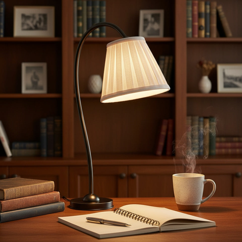 Freyza | Grace Messing Leinenlampenschirm Tischlampe