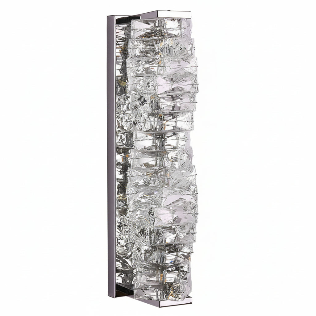 Freyza - Modern Crystal Pillar LED Wall Sconce – Luxury 3-Color Dimmable Wall Light (Gold/Silver)