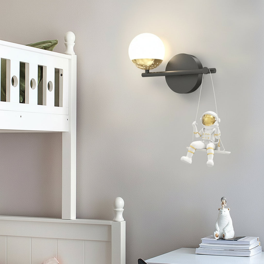 Freyza - LED Wall Sconce Light – Modern Astronaut Swing Resin Acrylic (32x22cm / 12.6x8.7in)