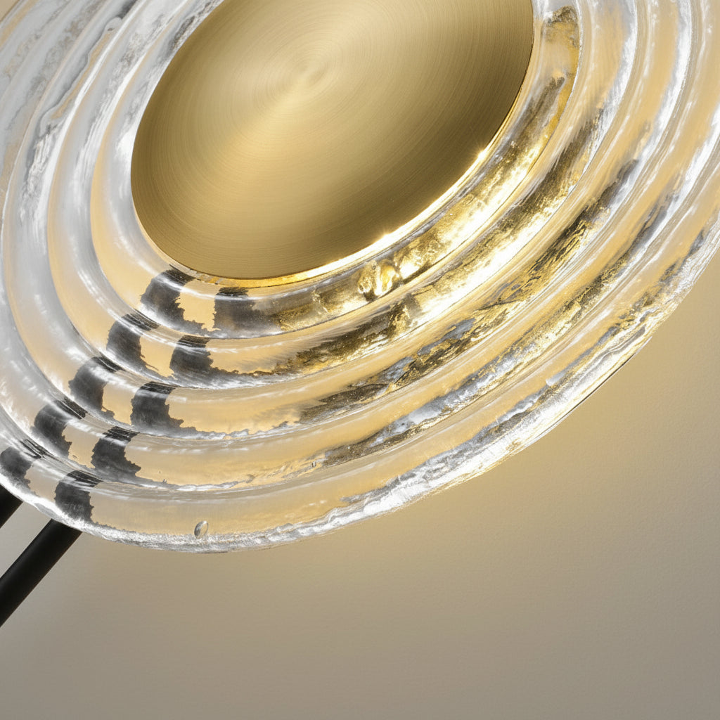 Freyza - Nordic Ripple Glass LED Wall Sconce – Modern Corrugated Circle Wall Light - Transparent/Amber