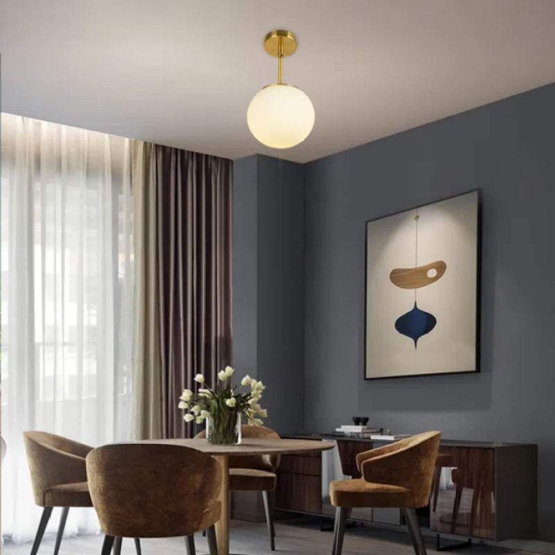 Freyza | Lore Semi-Flush Mount Glass Flush Mount Ceiling Light – Bedroom Hallway Kitchen