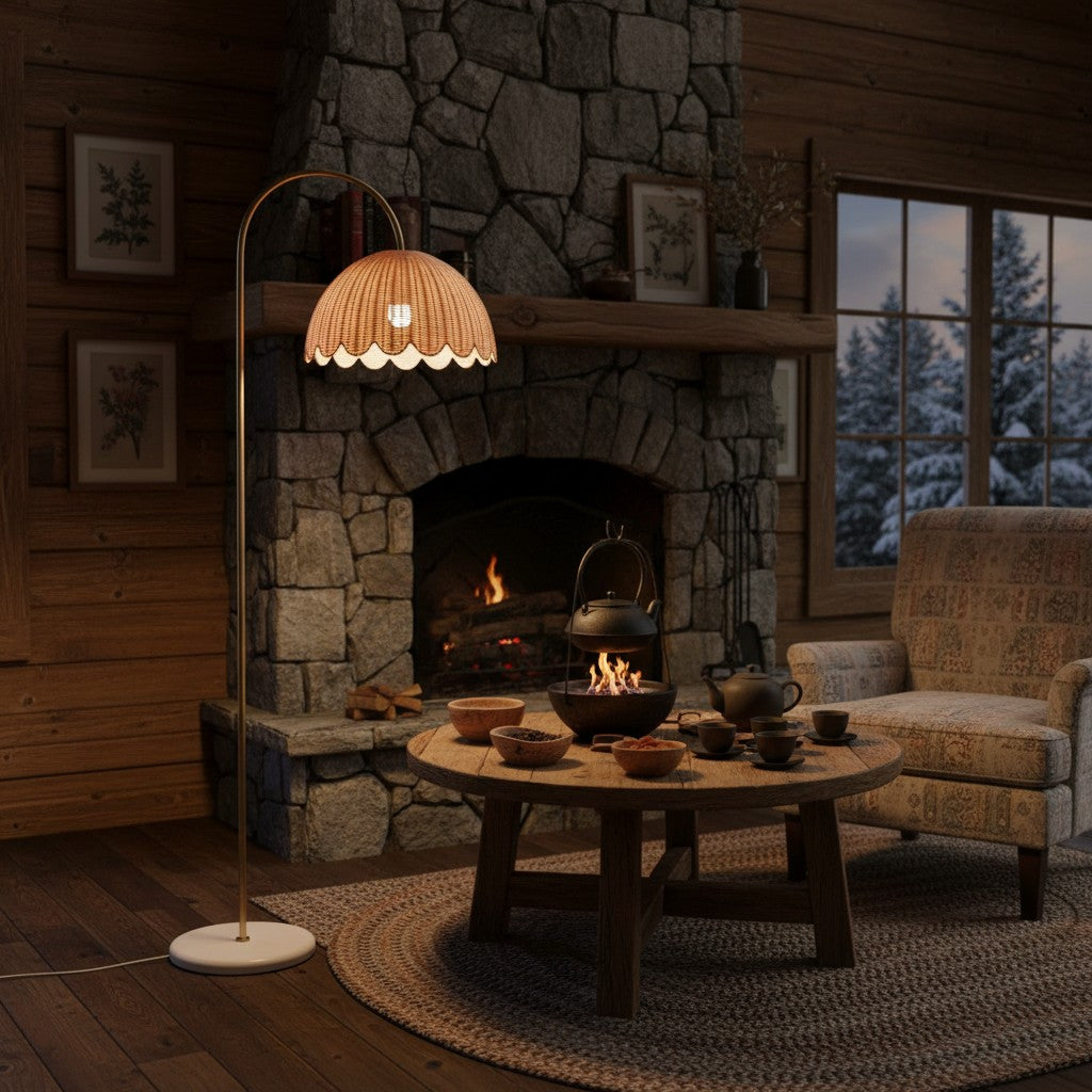 Freyza | Rattan Wood Floor Lamp – Living Room Bedroom