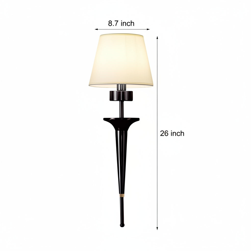 Freyza - LED Wall Sconce Light – Modern American Tall Copper Fabric Shade (66x22cm / 26x8.7in)
