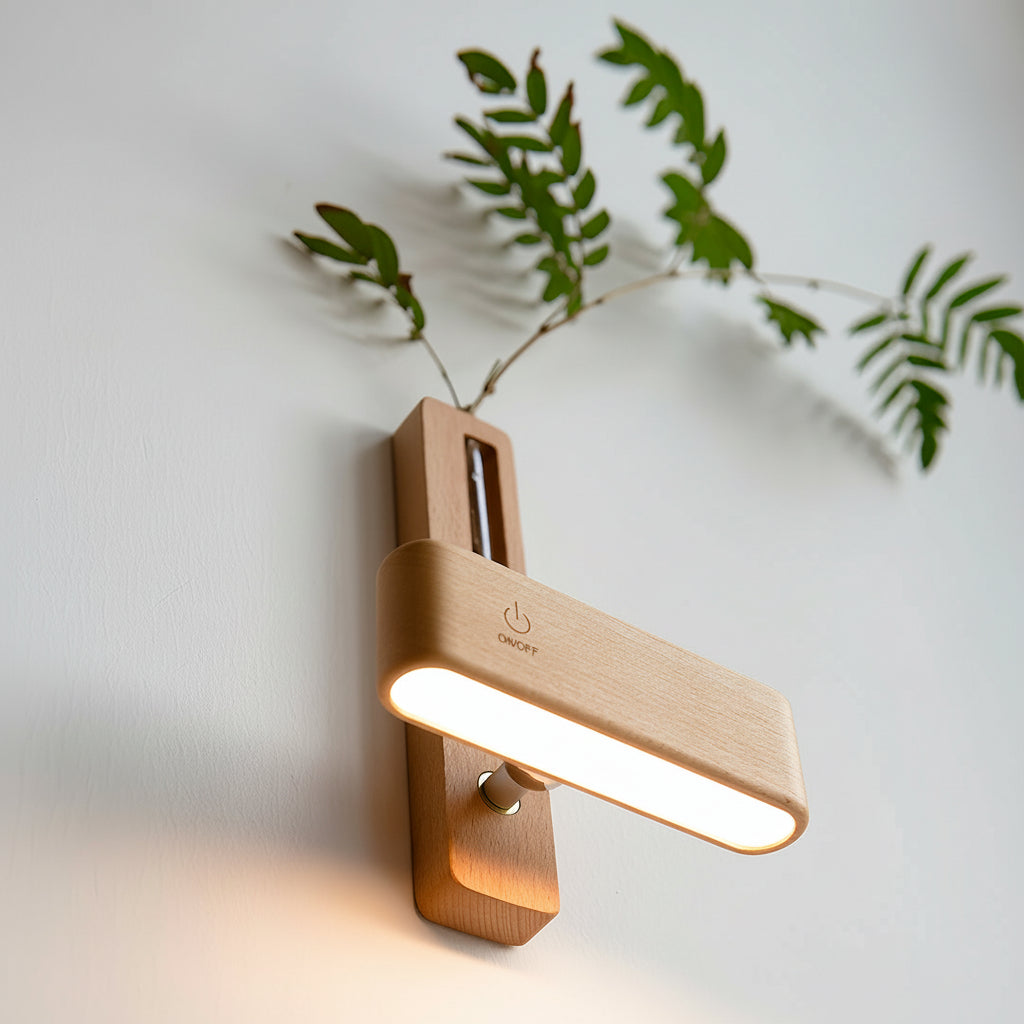 Freyza - LED Wall Sconce Light – Minimalist Wooden Magnetic USB Rechargeable (12x4cm / 4.7x1.5in)