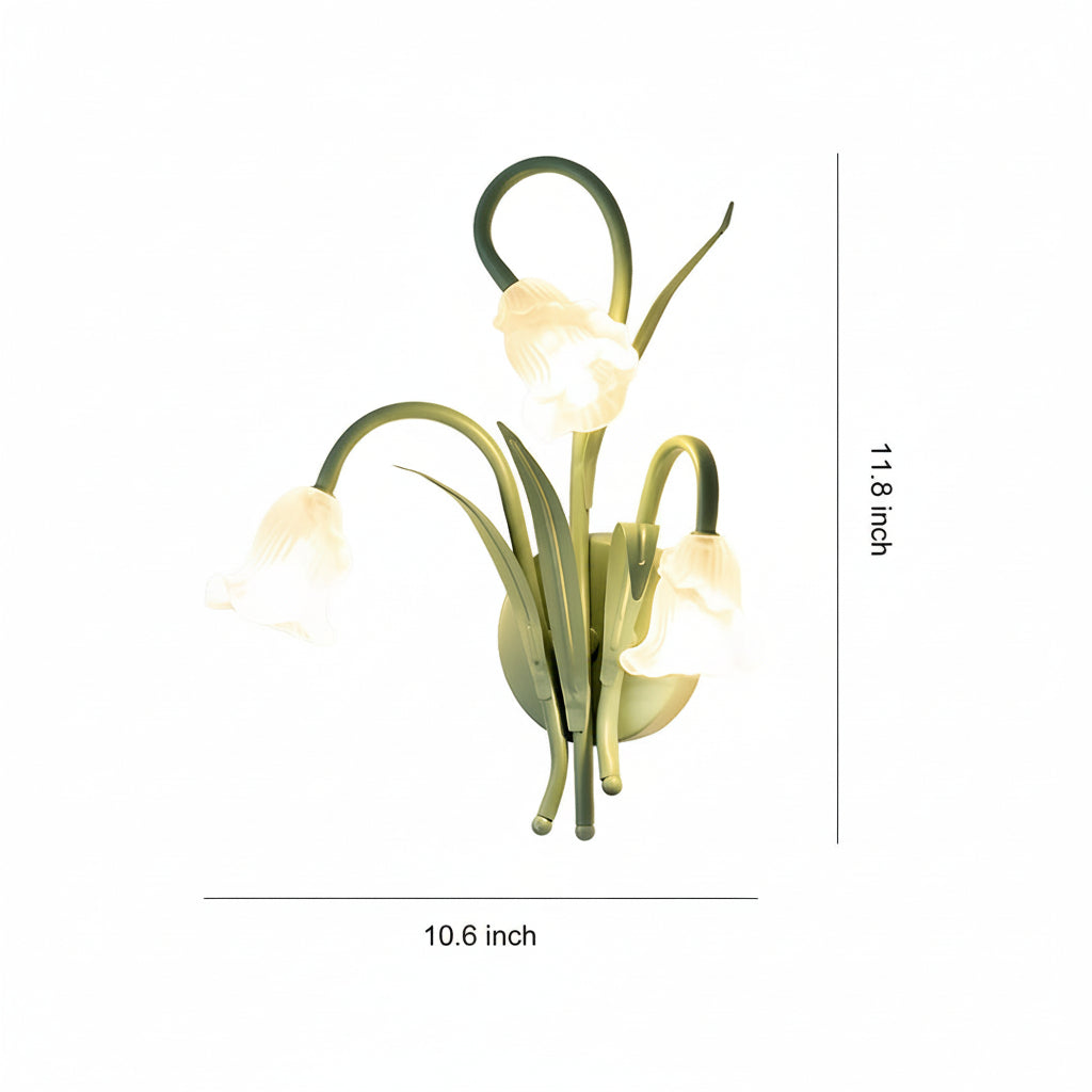 Freyza - LED Wall Sconce Light – French Country Floral Green Iron Glass (30x27cm / 11.8x10.6in)