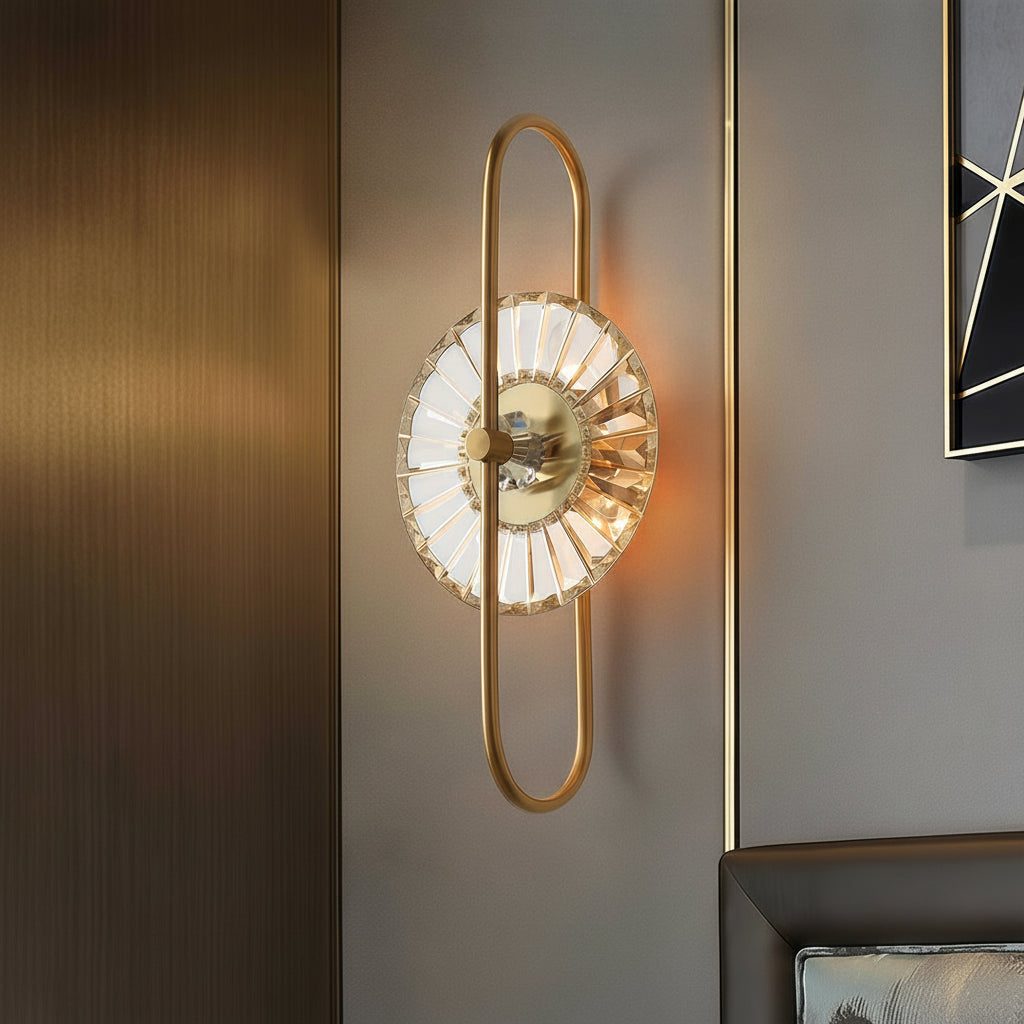 Freyza - LED Wall Sconce – Art Deco Crystal Gold Iron E14 (25x63cm)