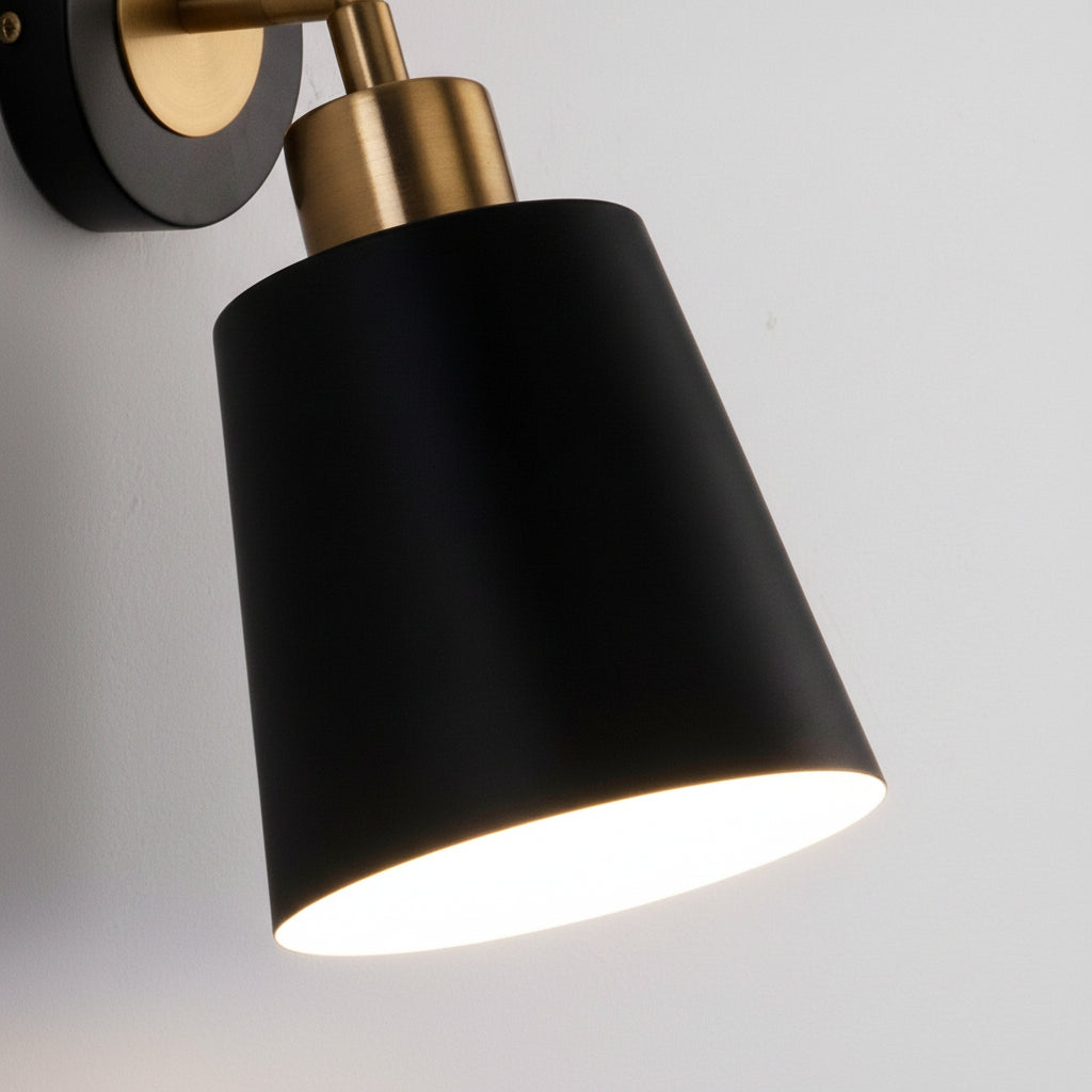 Freyza - LED Wall Sconce – 3-Step Dimming Nordic Adjustable Black Iron (13x18cm)