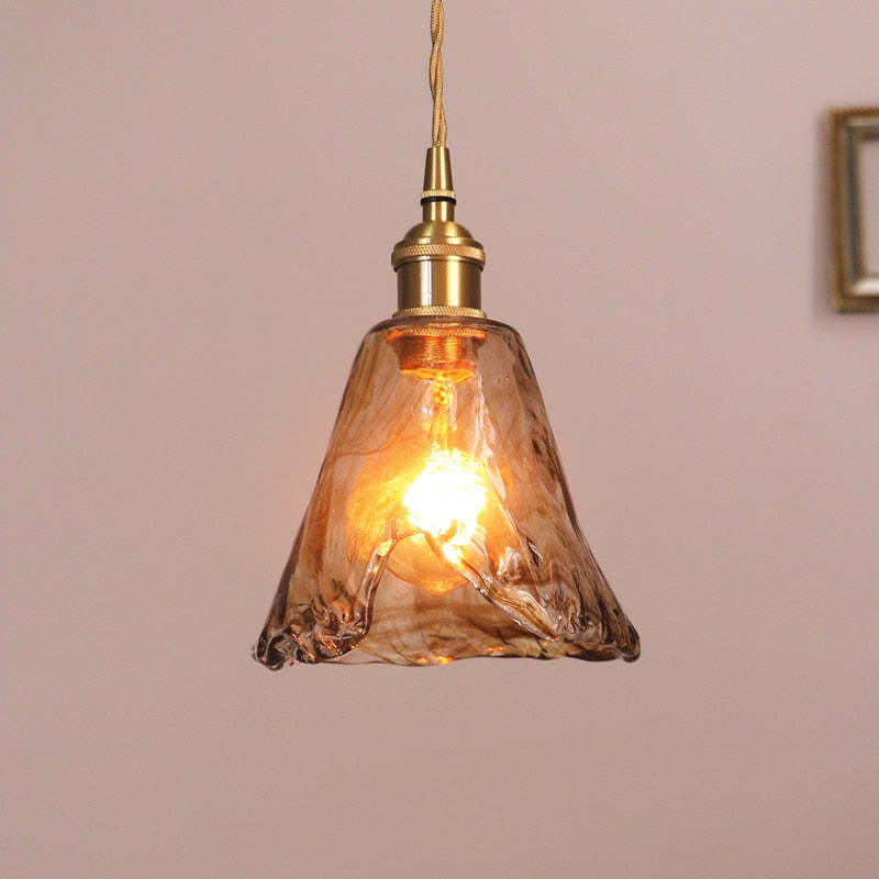 Freyza | Zina Pendant Glass Brass Glass Pendant Light – Kitchen Dining Room
