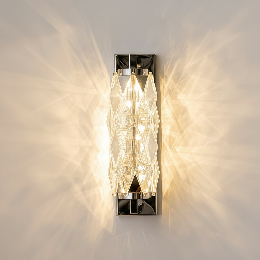 Freyza - LED Wall Sconce Light – Modern Geometric Crystal Stainless Steel (32-48cm / 12.6-18.9in)