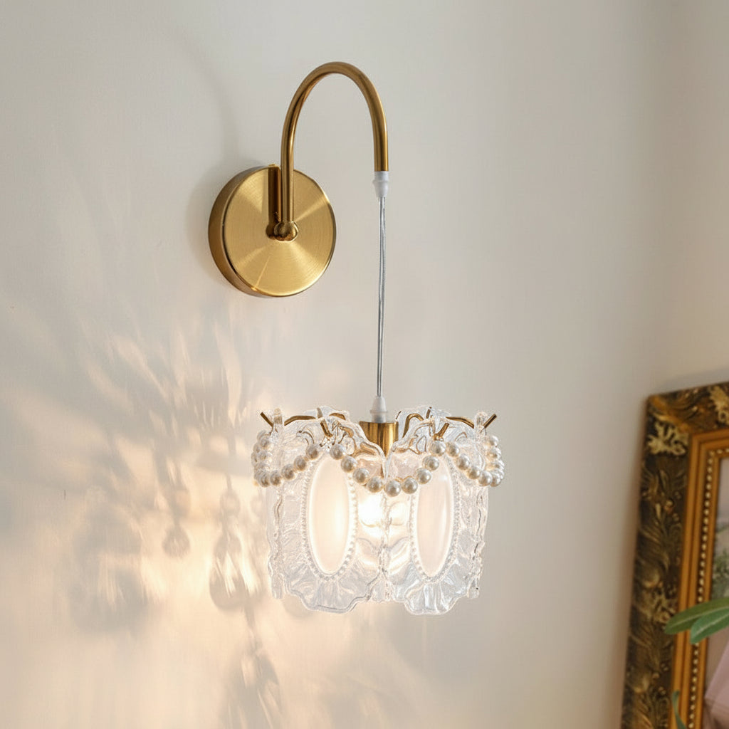 Freyza - LED Wall Sconce Light – Nordic Glass Feather Leaf Art Deco (20x20cm / 7.9x7.9in)