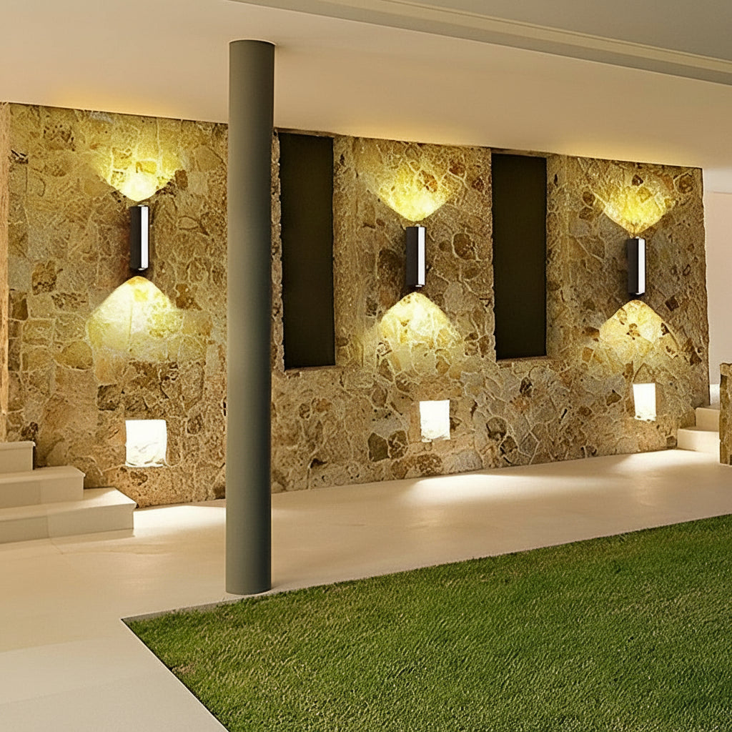 Freyza - Outdoor LED Wall Sconce Up Down Waterproof Aluminum Black IP65 15-35cm / 6-14in Rectangular Garden