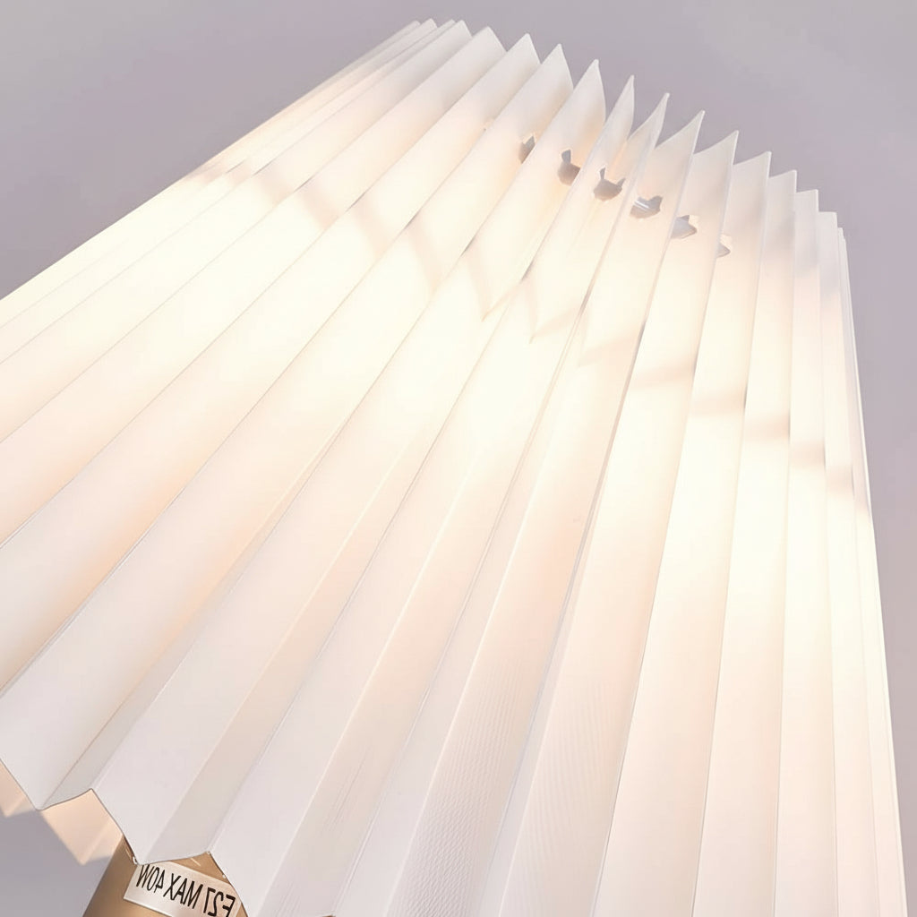 Freyza - LED Wall Sconce Light – Vintage Metallic Armed Pleated Fabric Shade (36x14cm / 14.2x5.5in)