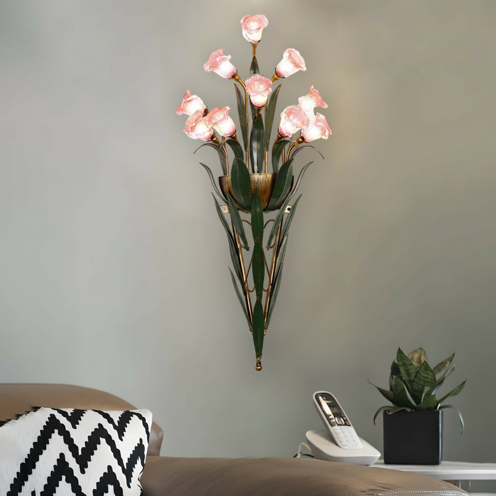Freyza - Pastoraler Blumenstrauß Wandleuchte – Glas & Eisen Naturinspiriertes Kunstlicht (6/10-Licht)