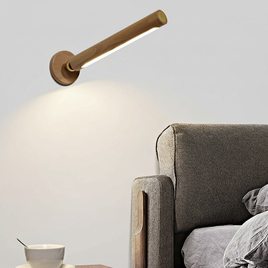 Freyza - LED Night Light Wall Sconce – 360° Rotating Wooden Magnetic USB Rechargeable (21cm / 8.3in)