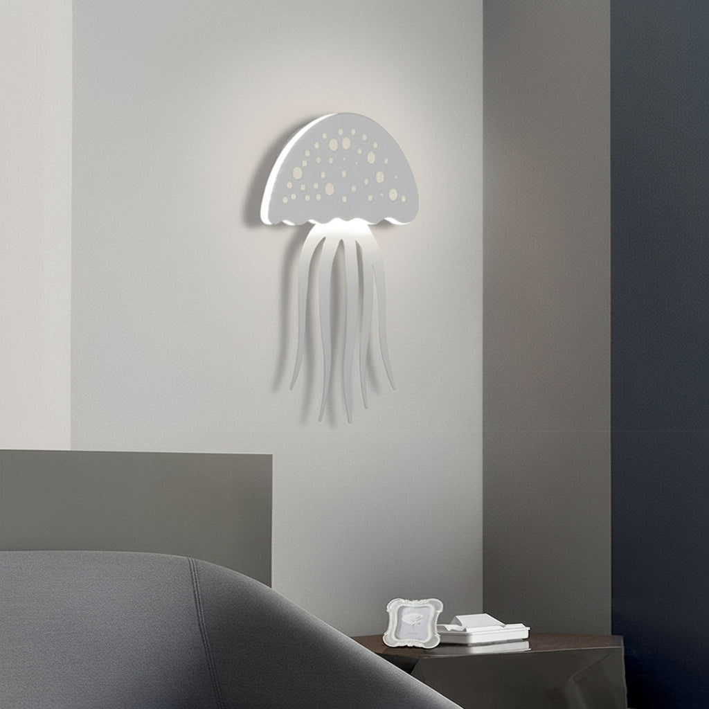 Freyza - Modern Jellyfish LED Wall Sconce – Creative Acrylic Nursery Wall Lamp (10W, White)