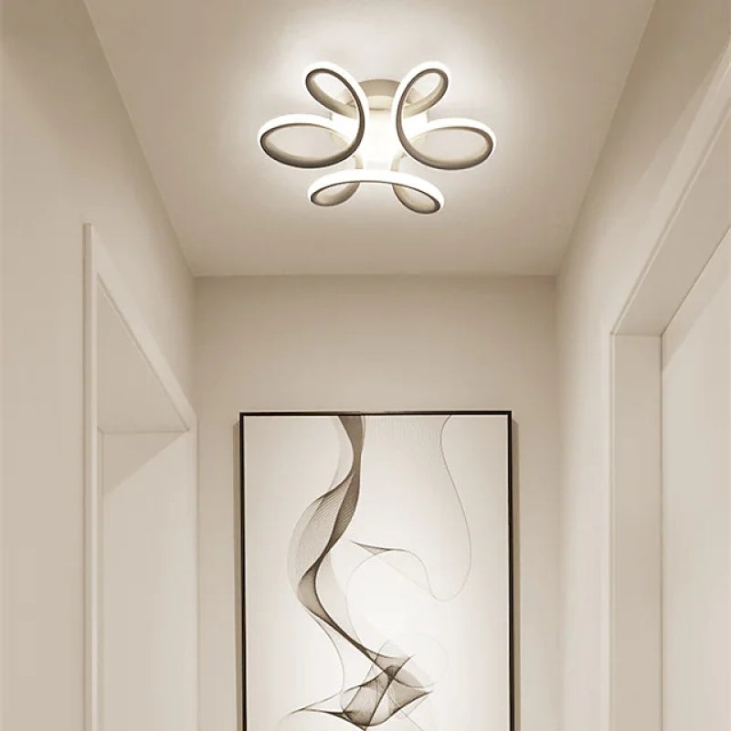 Plafonnier moderne à fleur noir et blanc Freyza | Fael, à montage affleurant – chambre, couloir, cuisine modernes