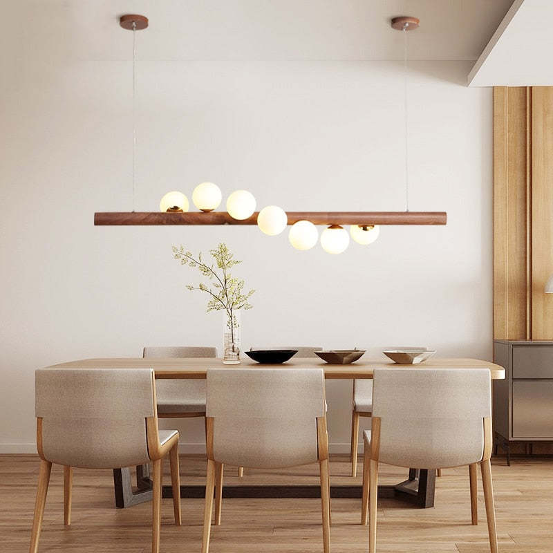 Freyza | Suspension en verre et bois – Cuisine, salle à manger