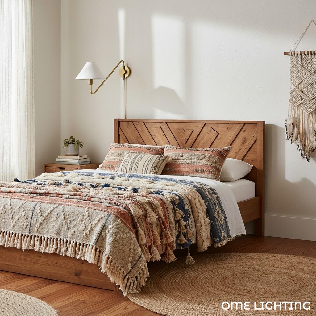 Freyza | Brass Fabric Wall Light – Bedroom Hallway
