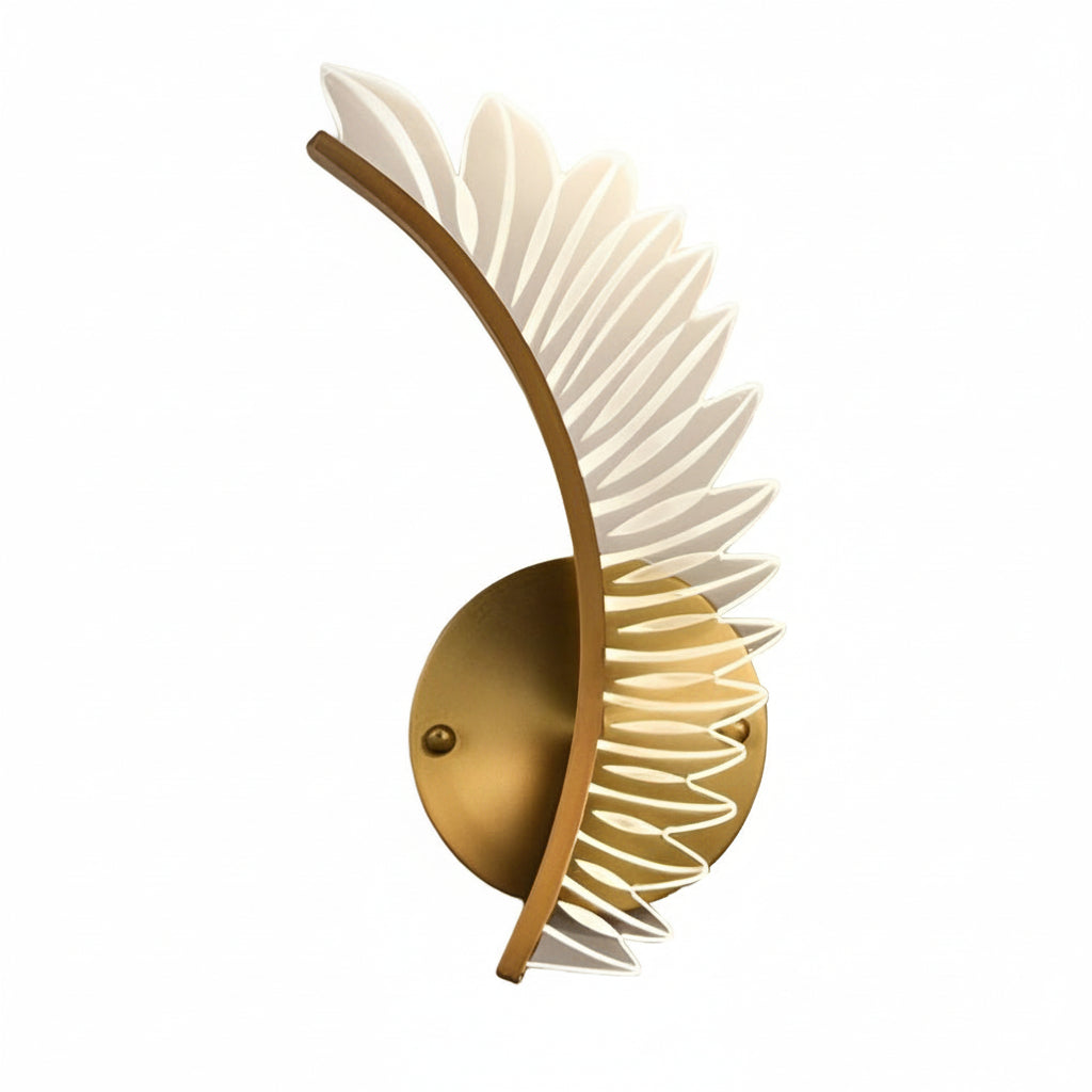 Freyza - LED Wall Sconce Light – Modern Acrylic Feather Copper Leaf (40x15cm / 15.7x5.9in)