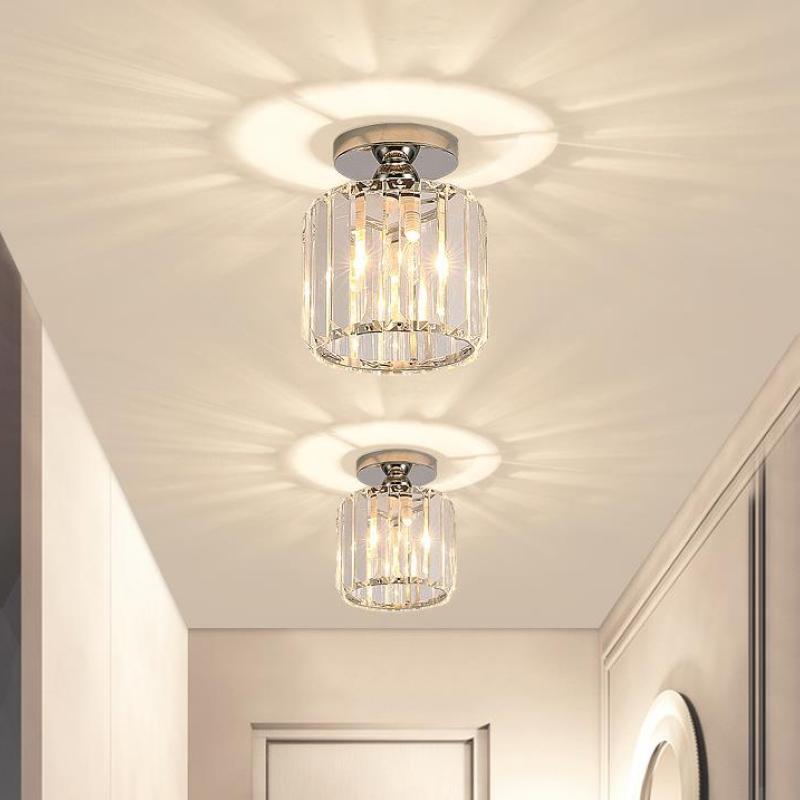 Freyza | Stonel Modern Metal Crystal Flush Mount Ceiling Light – Modern Bedroom Hallway Kitchen