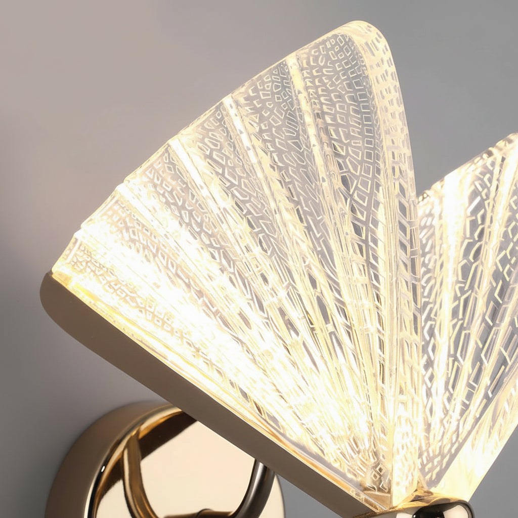 Freyza - LED Wall Sconce Light – Modern Butterfly Acrylic Gold (25x19cm / 9.8x7.5in)
