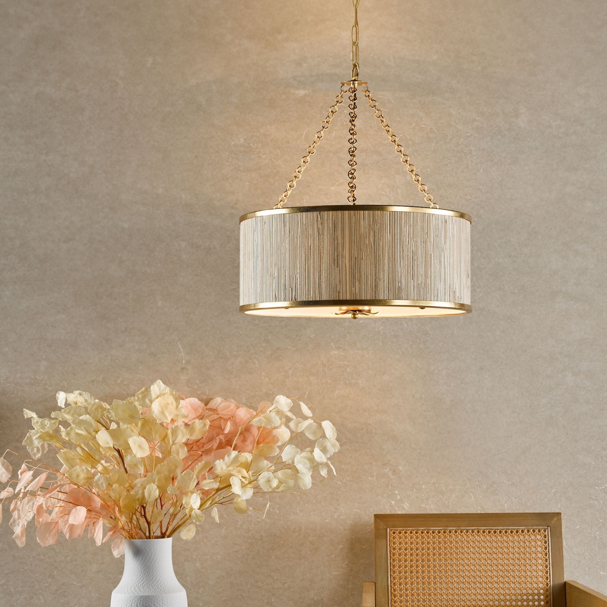 Freyza – 5-Light Gold Pendant Ceiling Light | Adjustable Indoor Hanging Fixture with Clear & Natural Shade Options