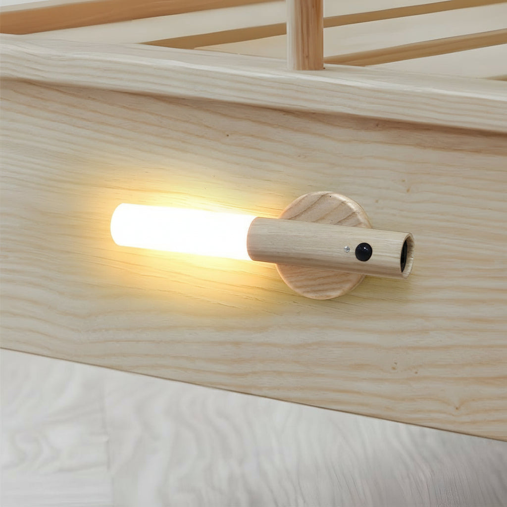 Freyza - LED Night Light Wall Sconce – Wood Motion Sensor Magnetic USB Rechargeable (18x2.5cm / 7.1x1in)