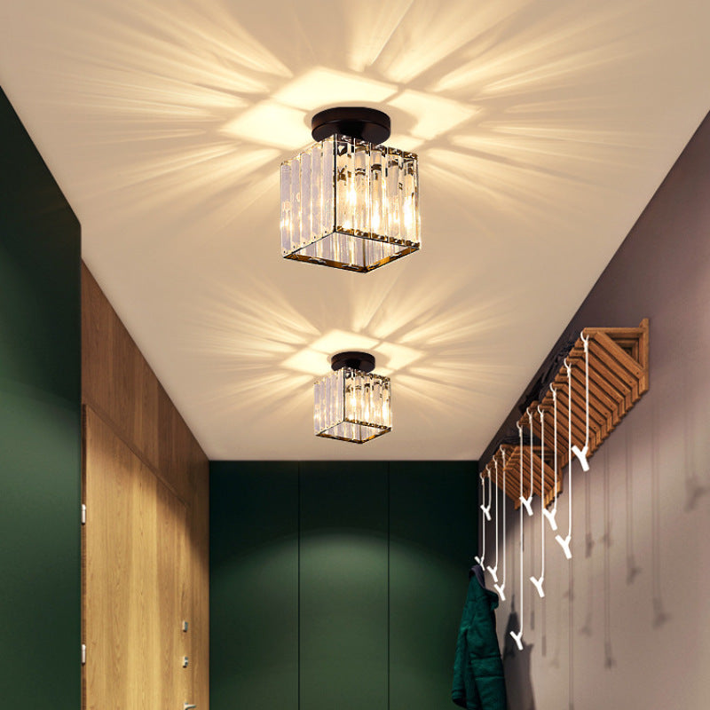Freyza | Stonel Modern Metal Crystal Flush Mount Ceiling Light – Modern Bedroom Hallway Kitchen