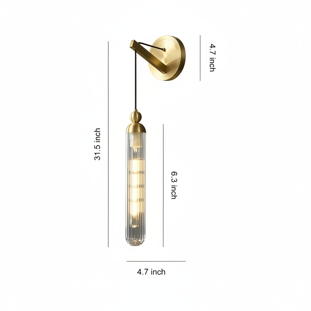 Freyza - LED Wall Sconce – Minimalist Brass Glass Globe Pendant G9 (12x45cm)