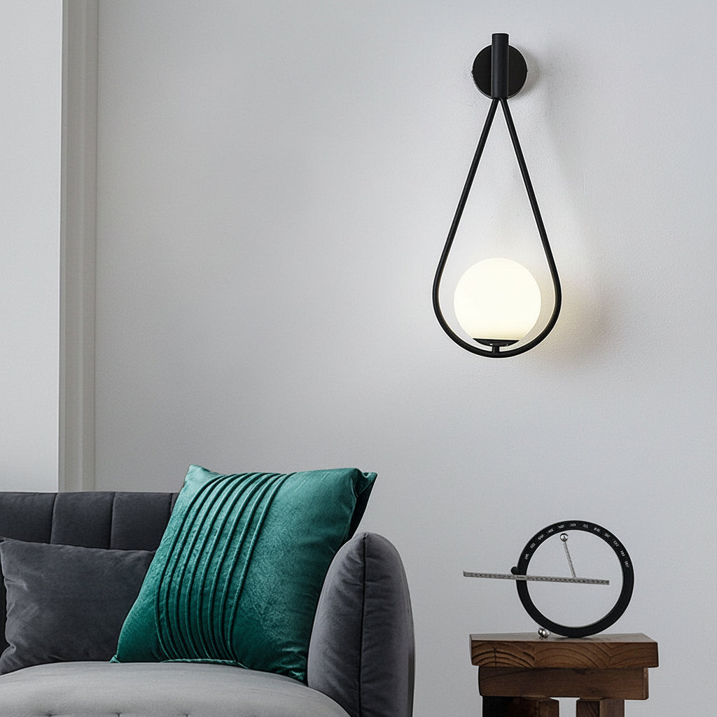 Freyza - LED Wall Sconce – Water Drop Nordic Glass & Iron Lamp (23cm / 9in)