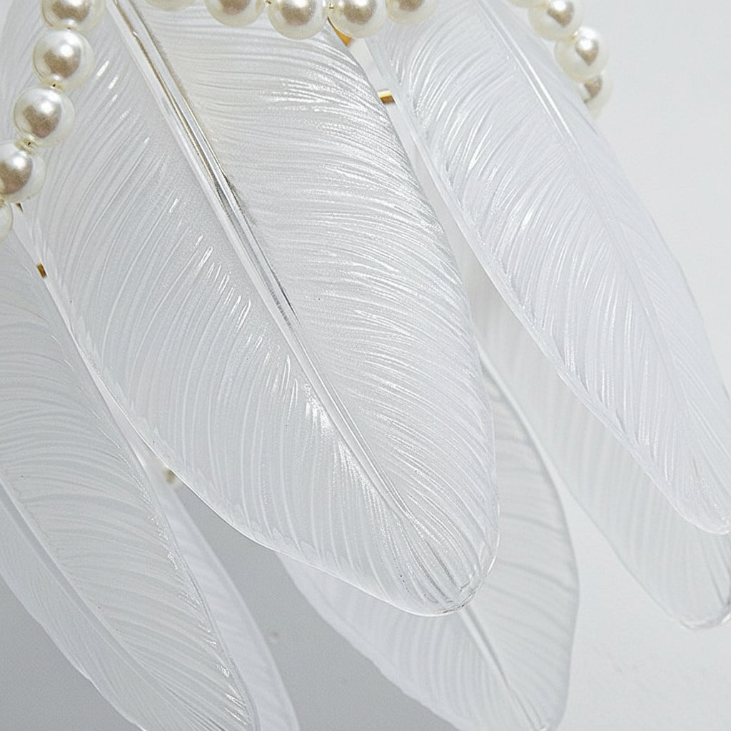 Freyza - LED Wall Sconce Light – Nordic Glass Feather Leaf Art Deco (20x20cm / 7.9x7.9in)