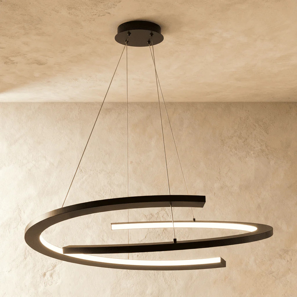 Freyza - Sleek Modern Geometric LED Chandelier with Floating Rings