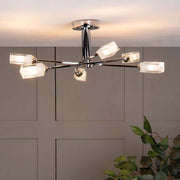 Freyza - Icarus 6 Light Semi Flush Ceiling Light Polished Chrome