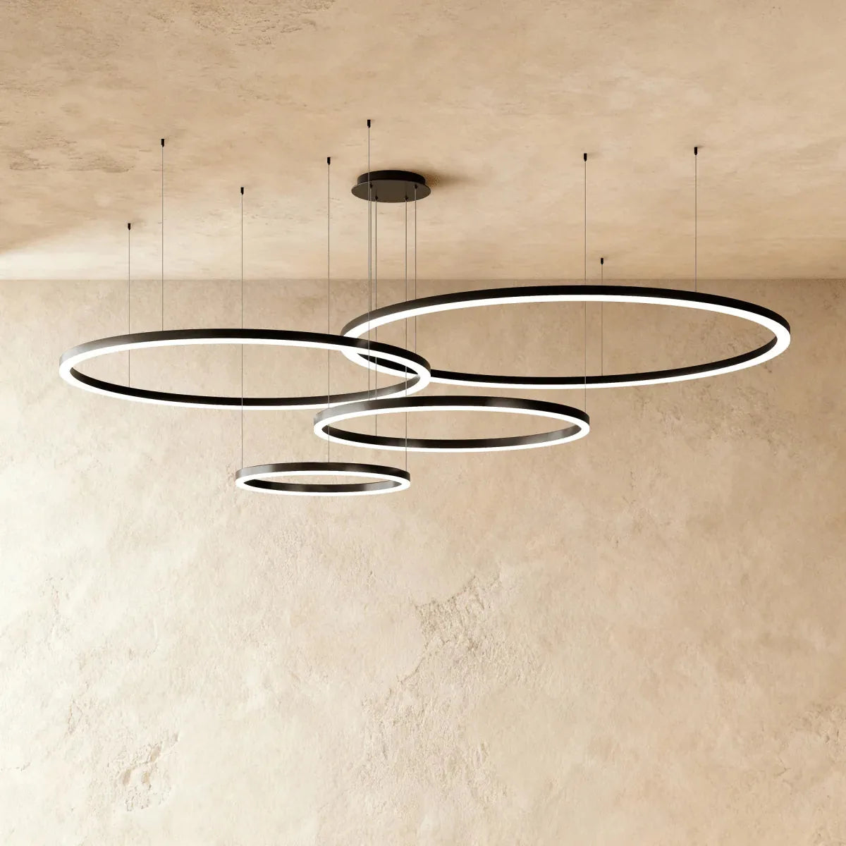 Freyza - AryaCraft | Modern Black Iron LED Chandelier with Versatile Design