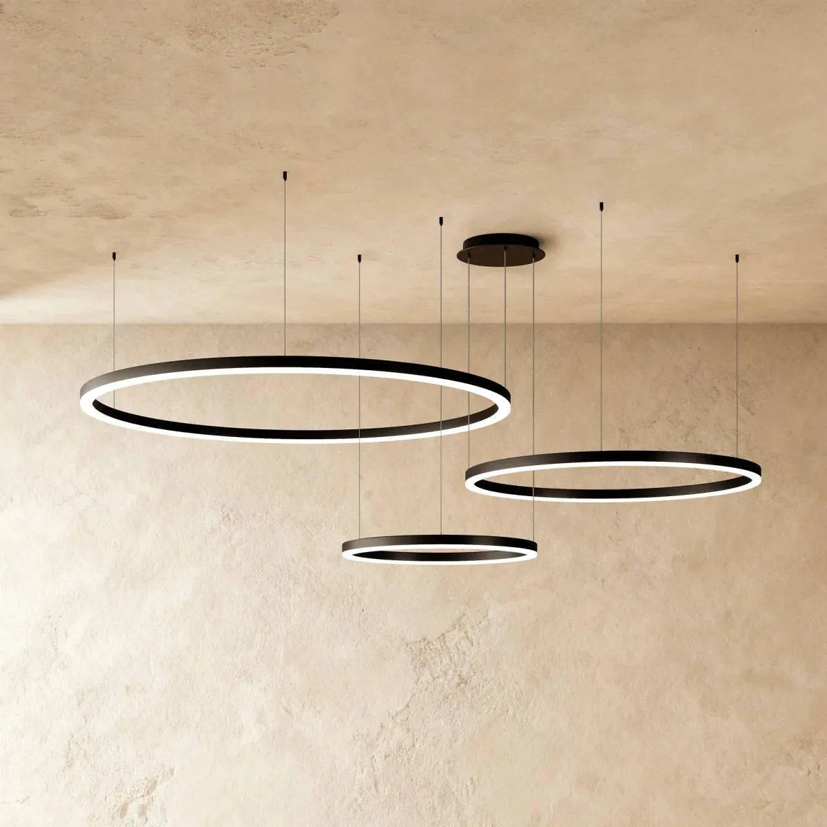 Freyza - AryaCraft | Modern Black Iron LED Chandelier with Versatile Design