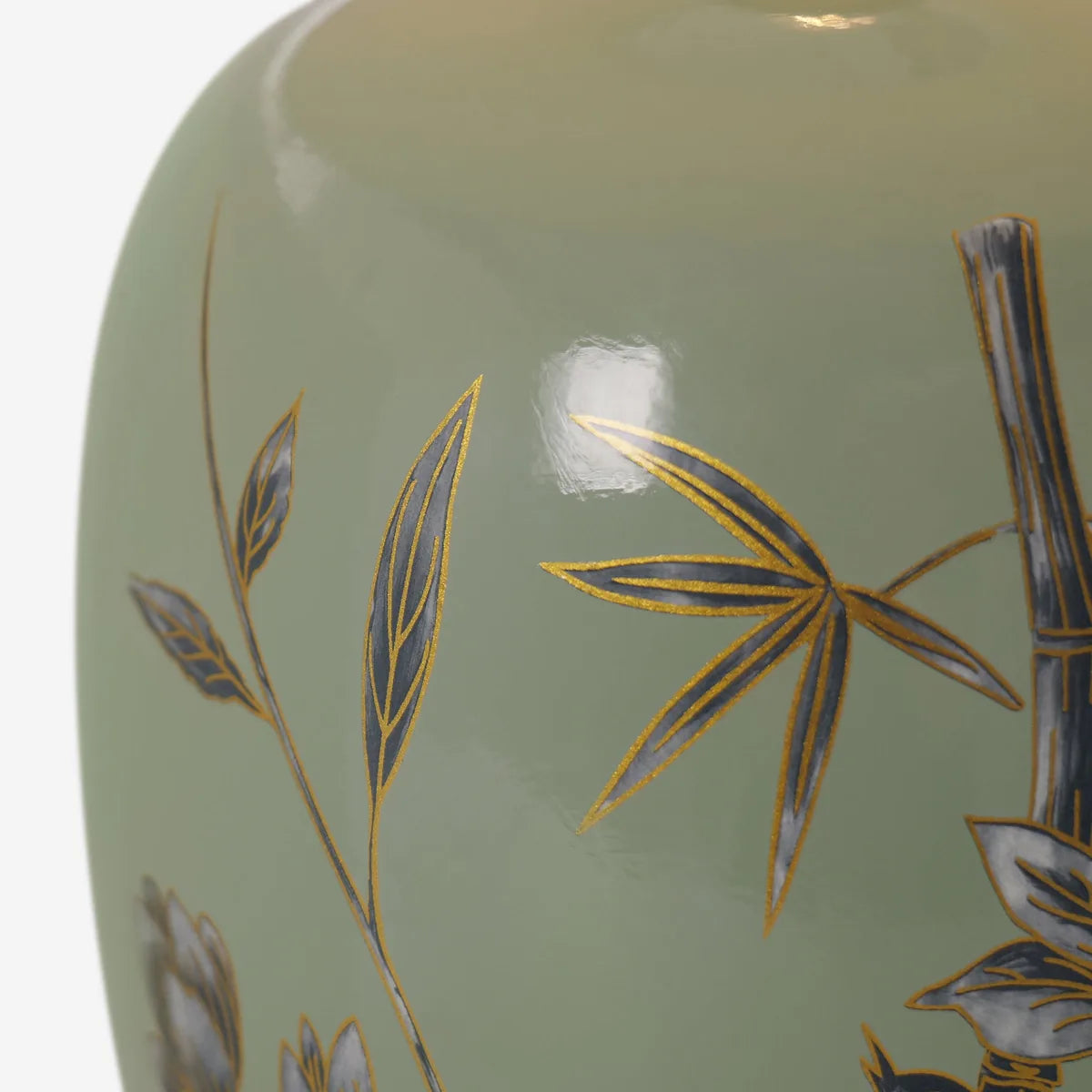 BambooGlow | Elegant Serene Green Ceramic Table Lamp with Dimming Feature 14