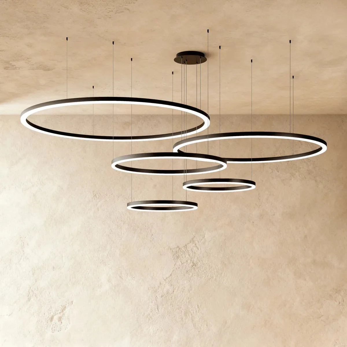 Freyza - AryaCraft | Modern Black Iron LED Chandelier with Versatile Design