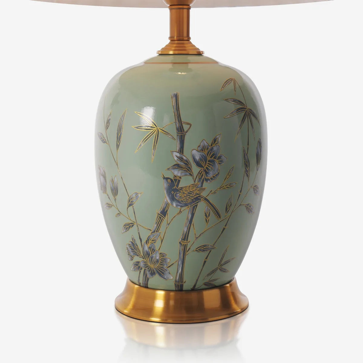 BambooGlow | Elegant Serene Green Ceramic Table Lamp with Dimming Feature 16