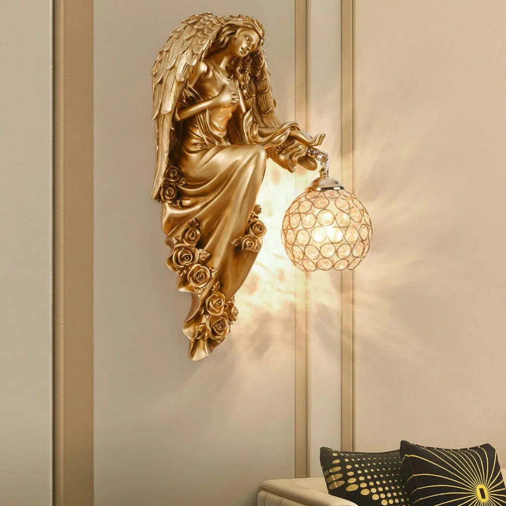 Freyza - Engel Wandleuchte – Europäisches Retro Harz Kunstlicht (Antik-Finish & E27)