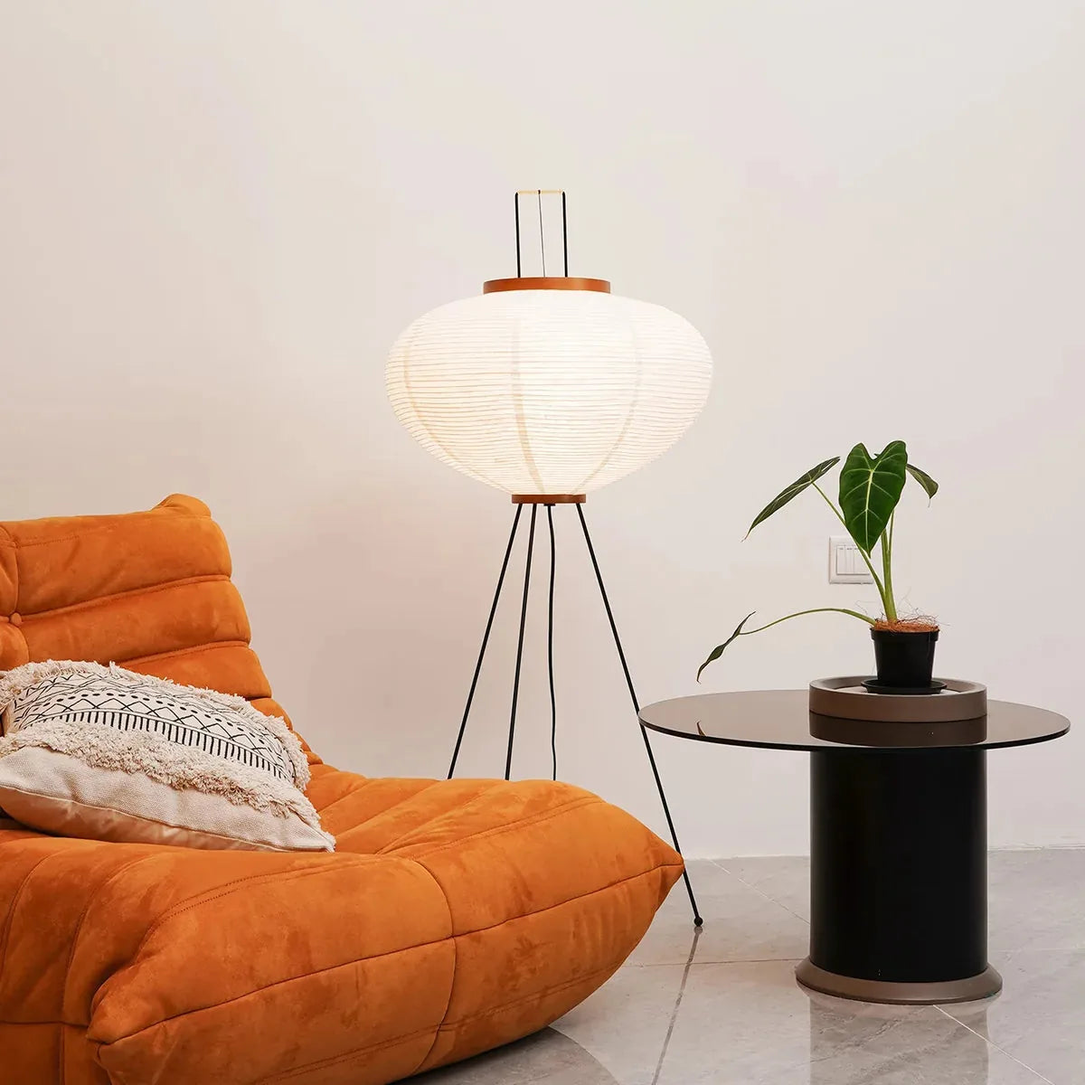 Artisan Light Sculptures | Modern Floor Lamp with Unique Washi Design | Elegant Lighting for Living Room Decor 5