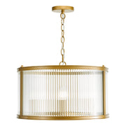 BiankaGlow | Elegant Bronze Ribbed Glass 3-Light Pendant Fixture 1