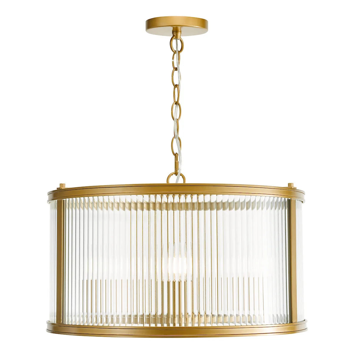 BiankaGlow | Elegant Bronze Ribbed Glass 3-Light Pendant Fixture 1