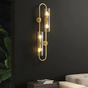 Freyza - Brass Wall Sconce – Modern 4-Light Oval Clear Glass Gold Vanity (G9 E12 & 60x30cm)